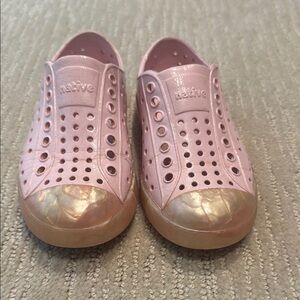 Native Pink and Gold Water Shoes with Perforated Design